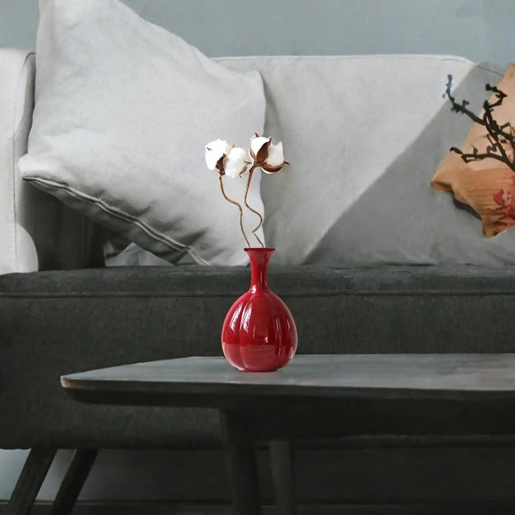 Crimson Arc Ceramic Vase