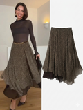 Vintage Chic Polka Dot Asymmetrical Midi Skirt