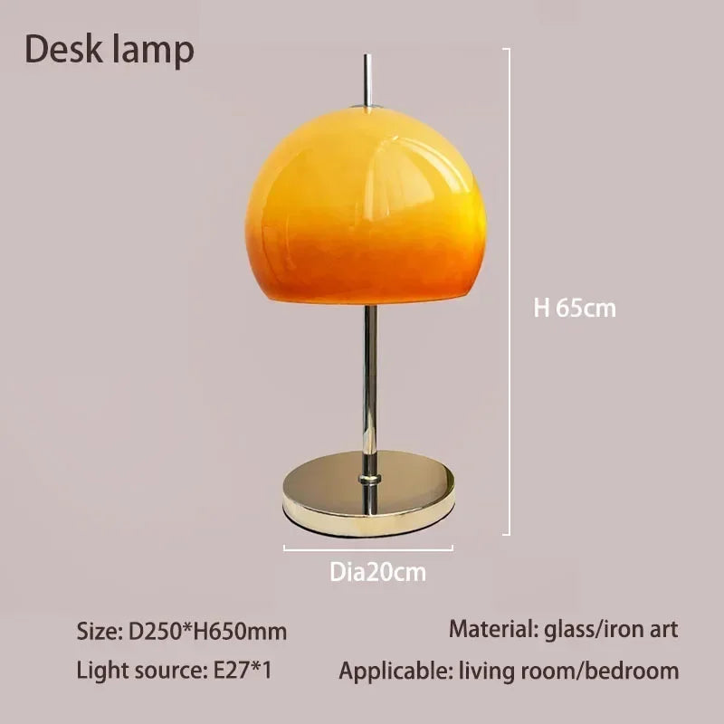 Vintage living room Bauhaus glass floor lamp gradient orange mushroom floor lamp living room bedroom atmosphere LED desk lamp