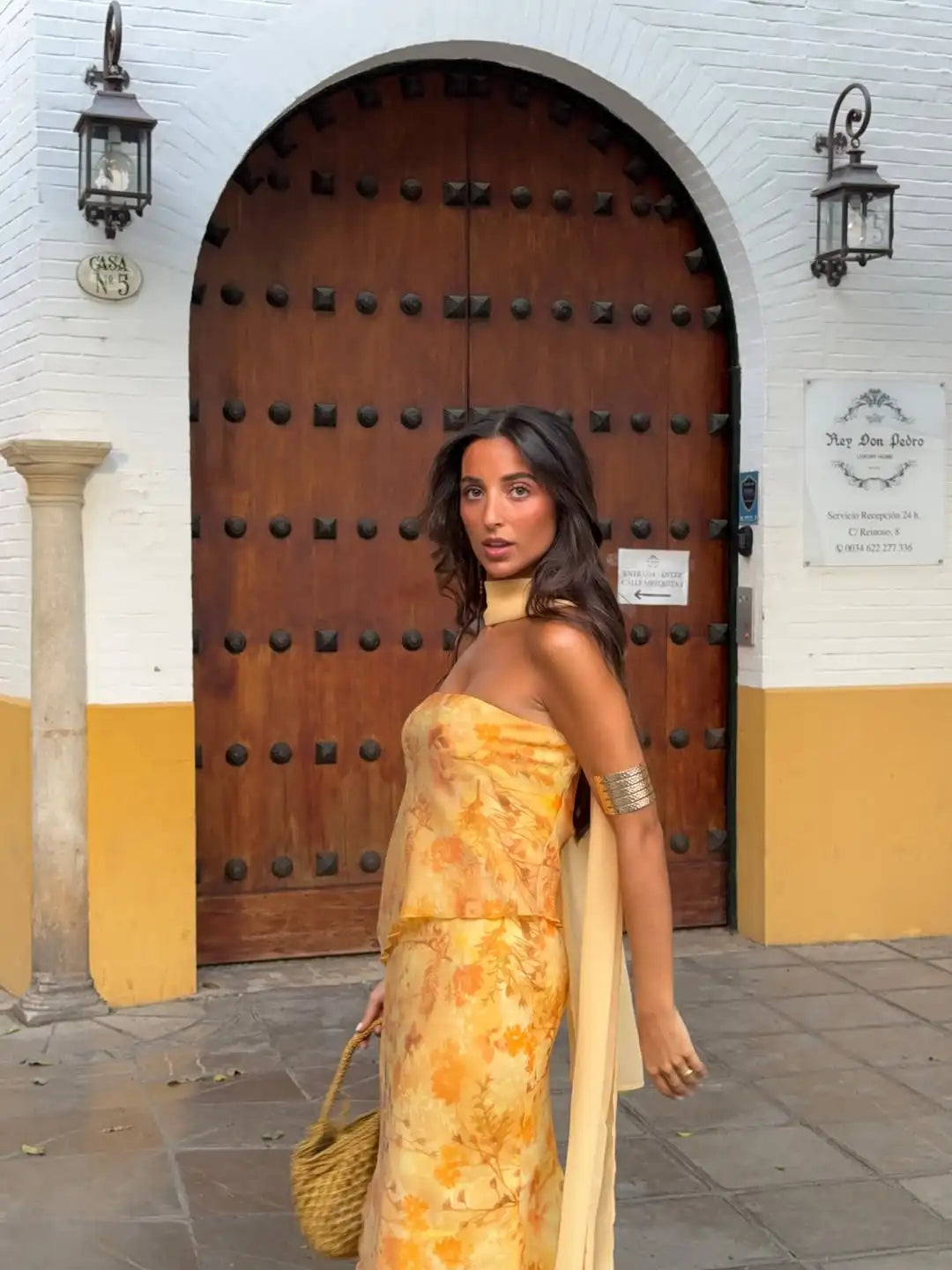Vintage Floral Print Strapless Patchwork Dress