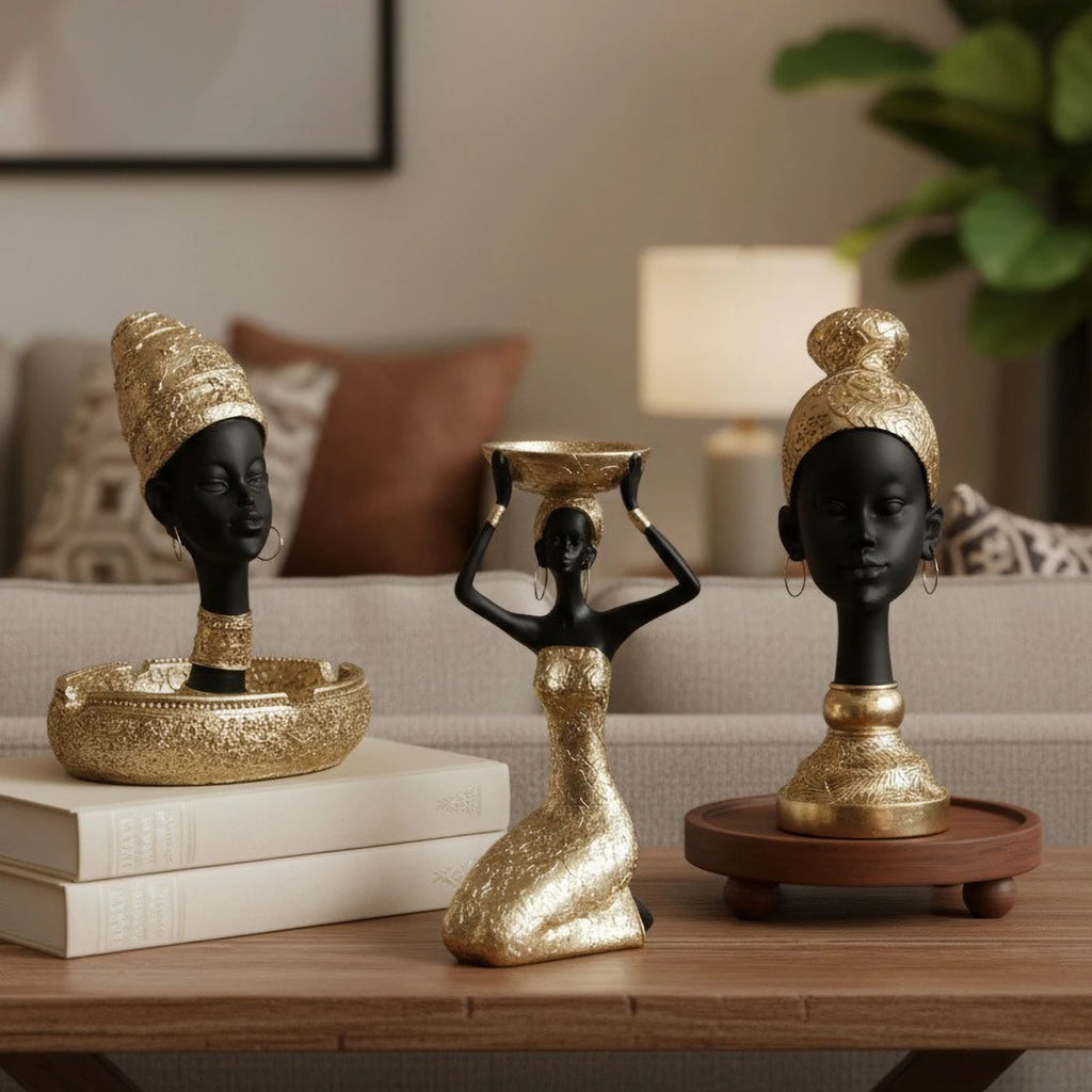 Golden Heritage Resin Sculpture & Candle Holder