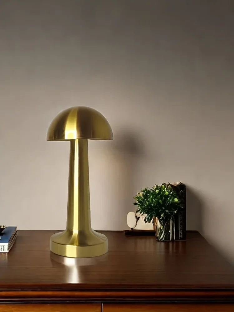 USB Touch Three-Color Gold Mushroom LED Night Light Eye-Protection Bedside Lamp Warm Ambient Soft Light for Bedroom