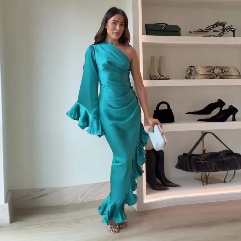 Azure Drape Asymmetrical Gown