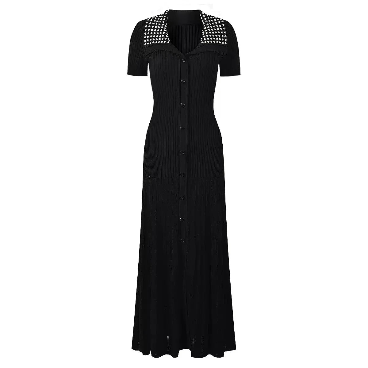 Noir Pearl Knit Maxi Dress