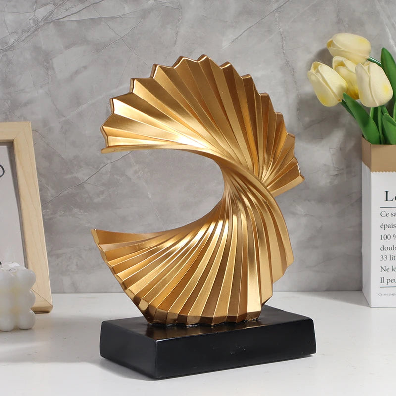 Golden Wave Elegance Sculpture