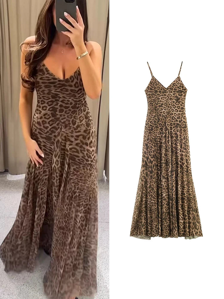 Vintage Leopard Print Sling Dress