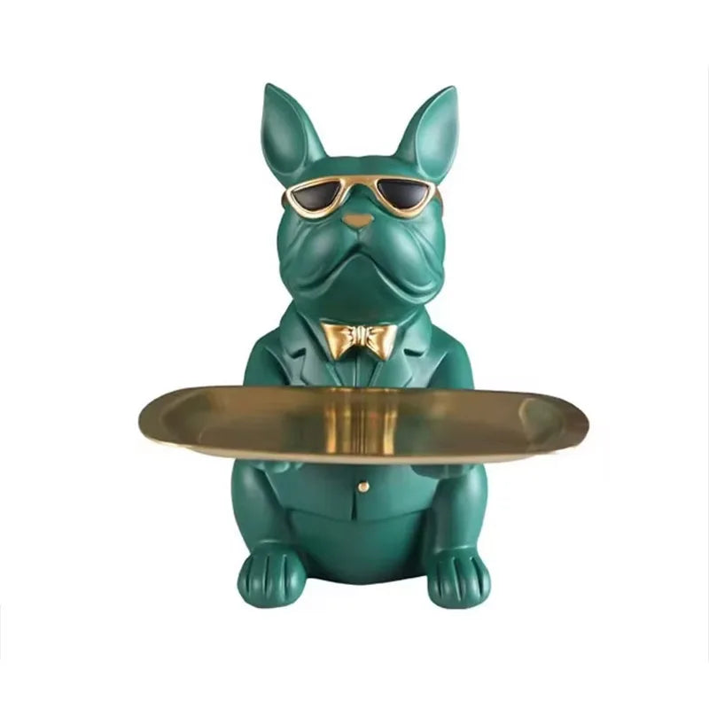 Artisan Bulldog Storage Tray Sculpture