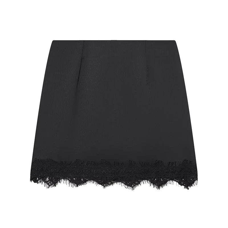 Floral Lace Pleated Mini Skirt