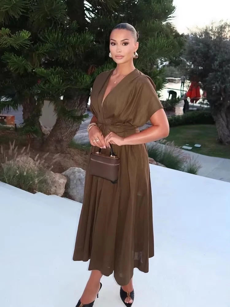 Aurelia V-Neck Midi Dress