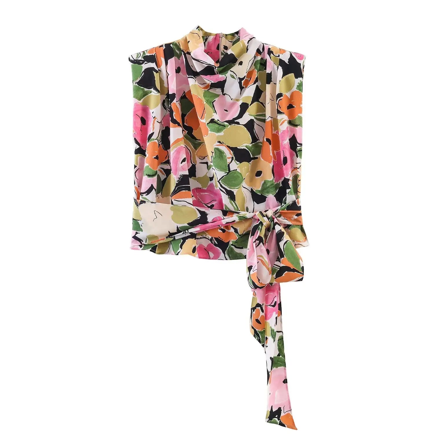 Rosalie Floral Shoulder Pad Top