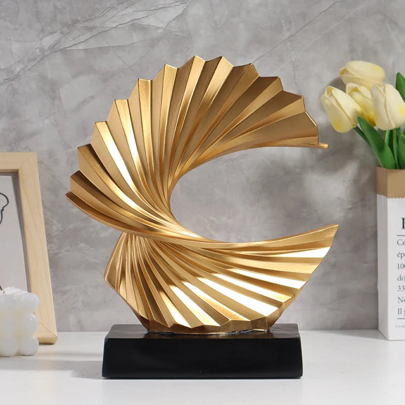 Golden Wave Elegance Sculpture