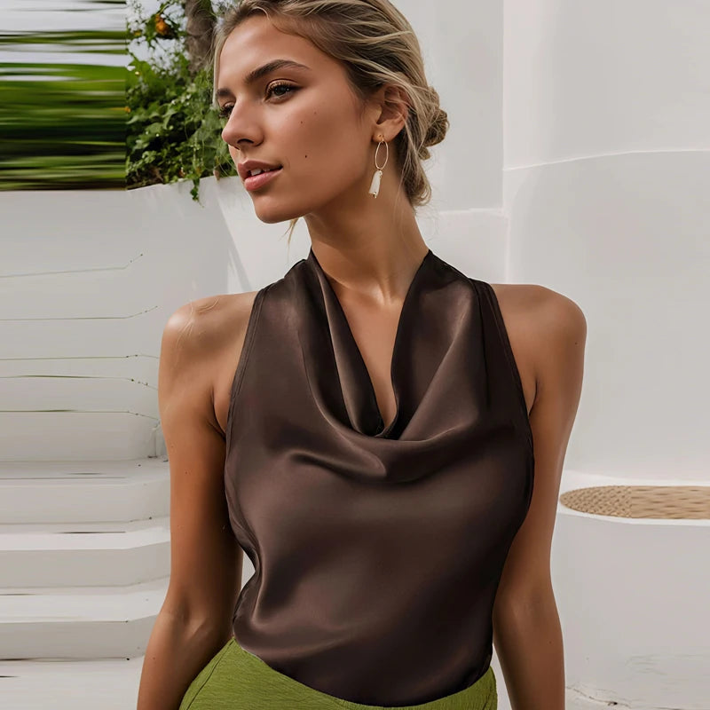 Satin Glow Halter Corset Top