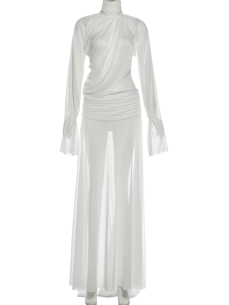 Kliou Sexy Split-Hem Two Piece Maxi Skirt Set