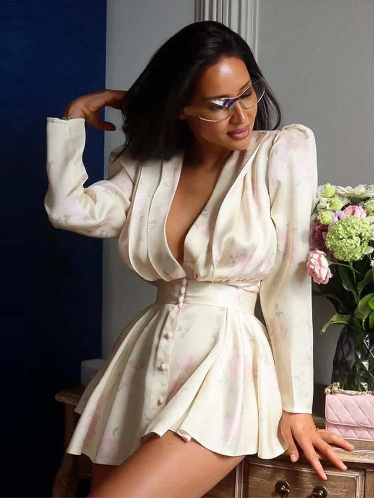 Elegant Printed Women's Dress Full Sleeve