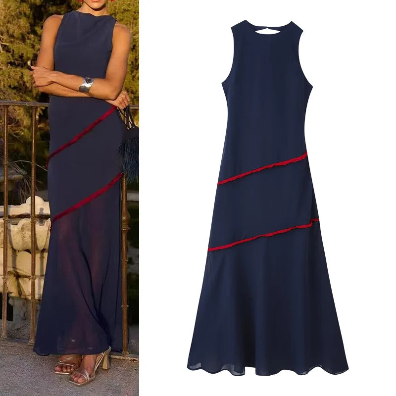 Azure Breeze Backless Maxi Dress