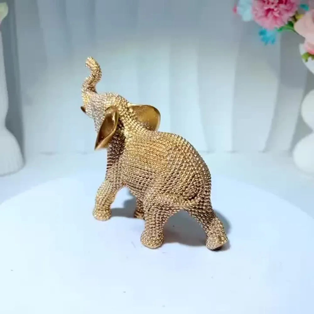 Golden Fortune Elephant Figurine