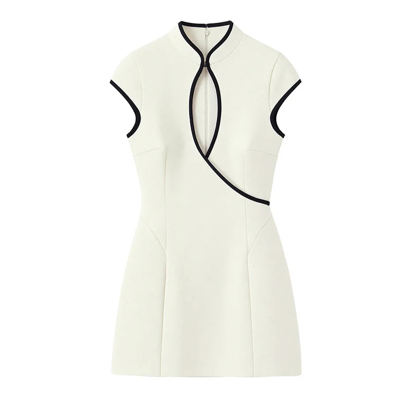 Ivory Bloom Qipao Mini Dress