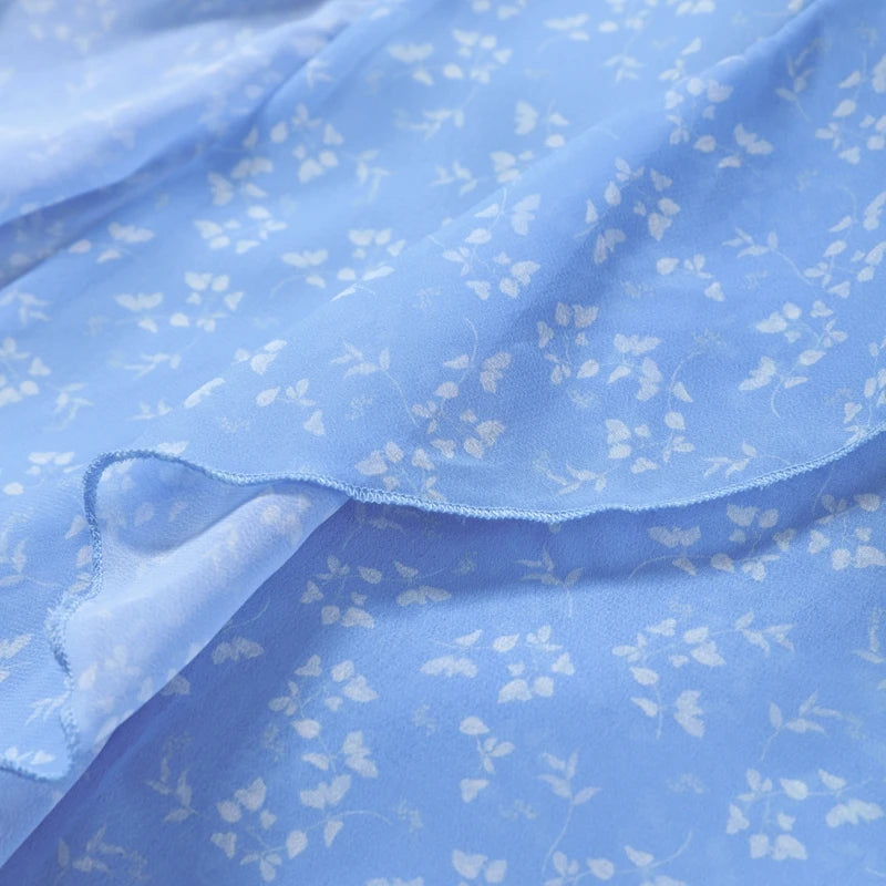 Elegant Floral Print Ruffle Hem Dress