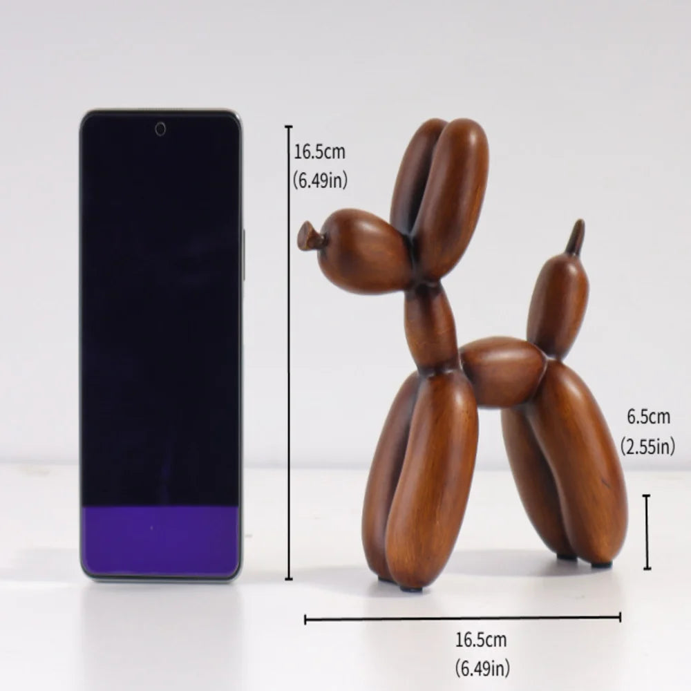 Walnut Aura Balloon Dog Sculpture