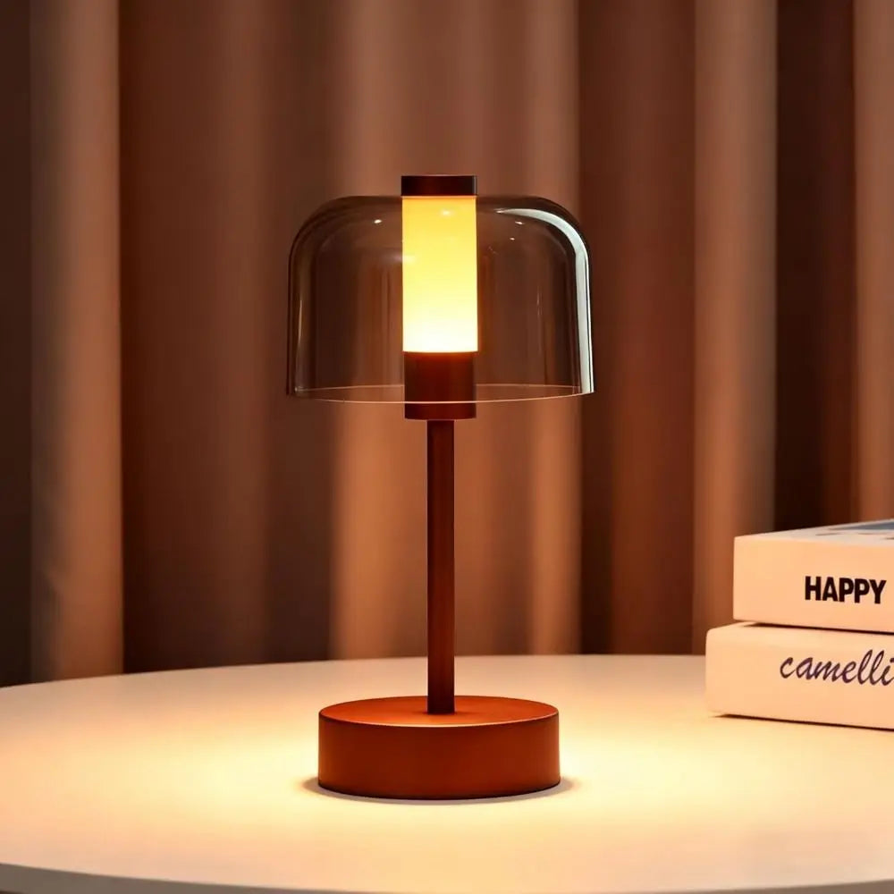 Wireless Metal Retro LED Table Lamp Touch Sensor Dimmable USB Rechargeable Cordless Reading Night Light for Home Bedroom Decor