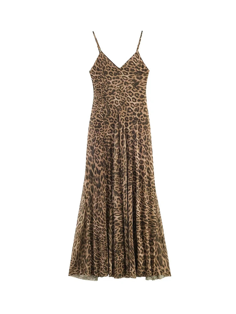 Vintage Leopard Print Sling Dress