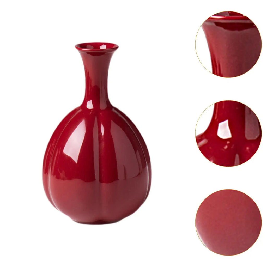 Crimson Arc Ceramic Vase