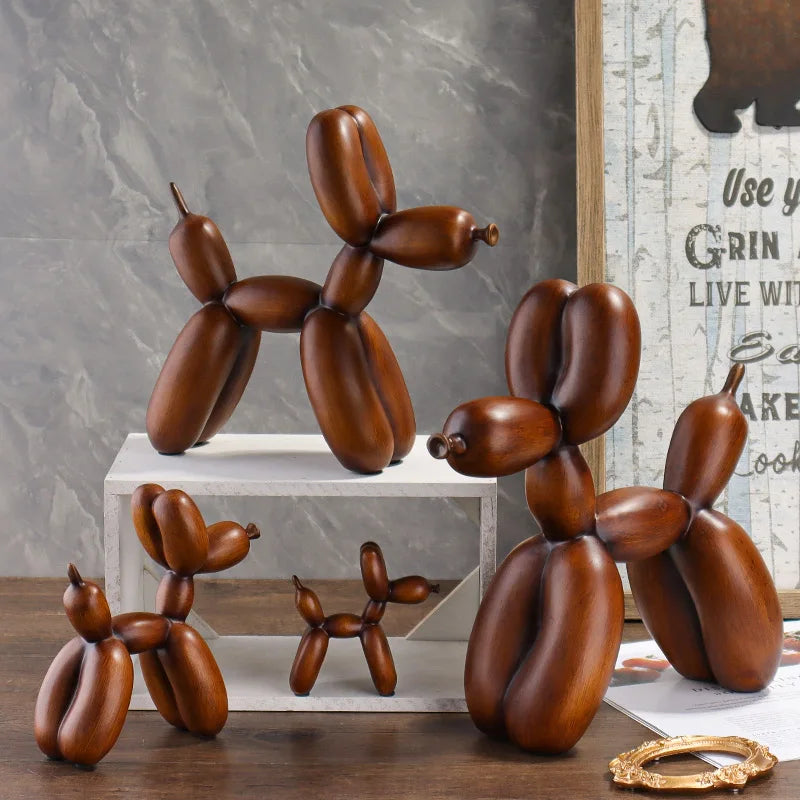 Walnut Aura Balloon Dog Sculpture