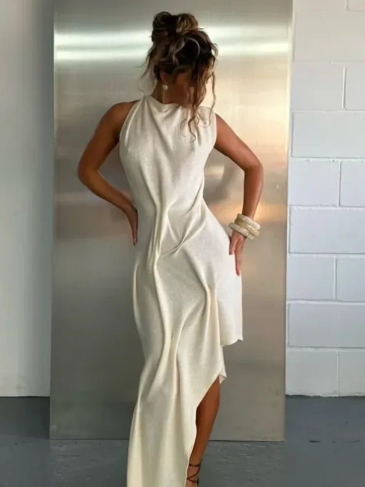 Selene Ruched Halter Maxi Dress