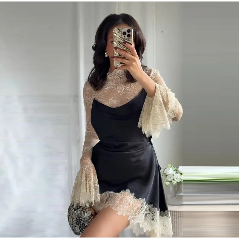 Patchwork Satin Mini Dress