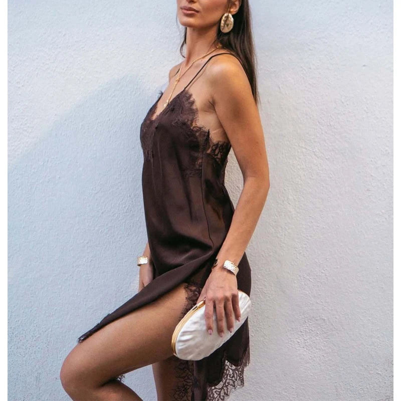Luna Lace Satin Mini Dress