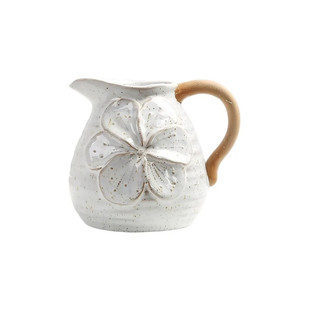 Rustic Bloom Ceramic Pitcher Vase