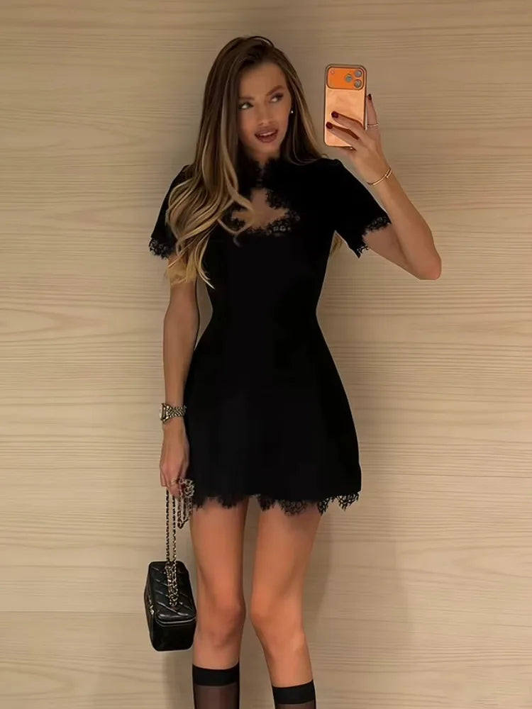 Bella Hollow Lace Mini Dress