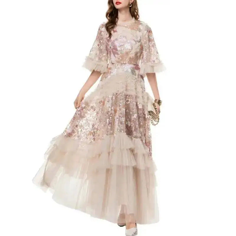 Luxury Puff Sleeve Evening Dress