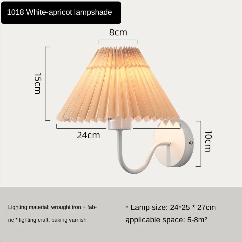 Nordic Retro Creative Wall Lamp Fan Shaped Pleated Design Suitable For Living Room Bedroom Bedside Indoor Home Decor Lighting