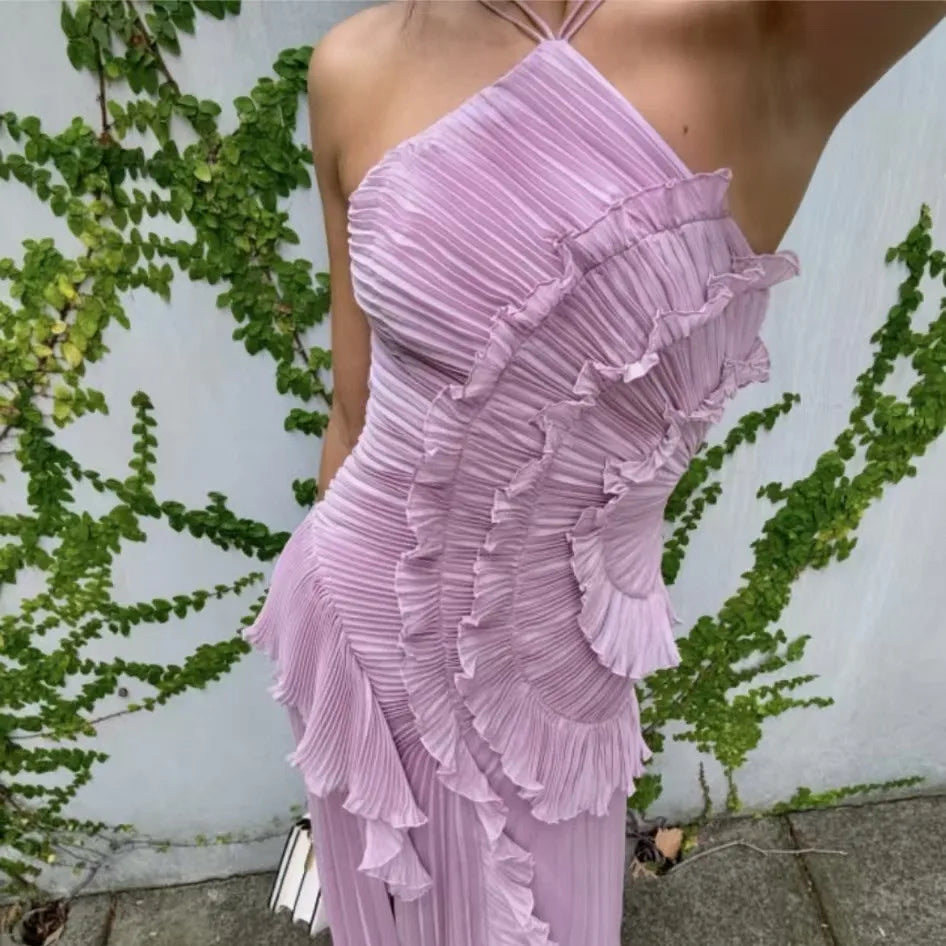 Veloura Pleated Evening Maxi