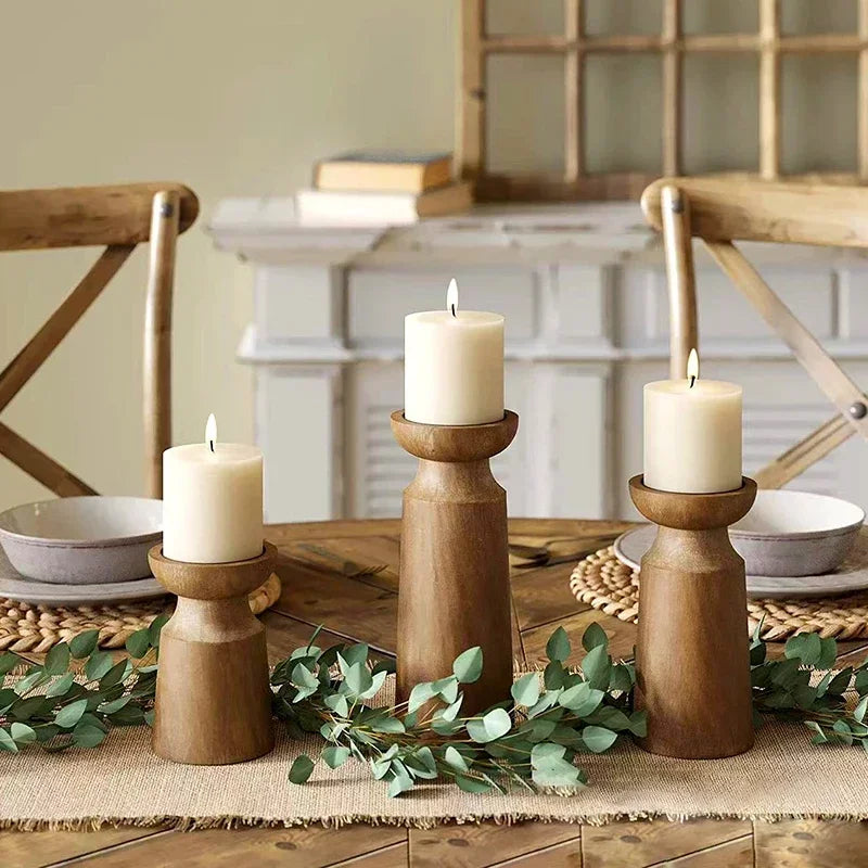 Nordic Glow Wooden Candle Trio Set