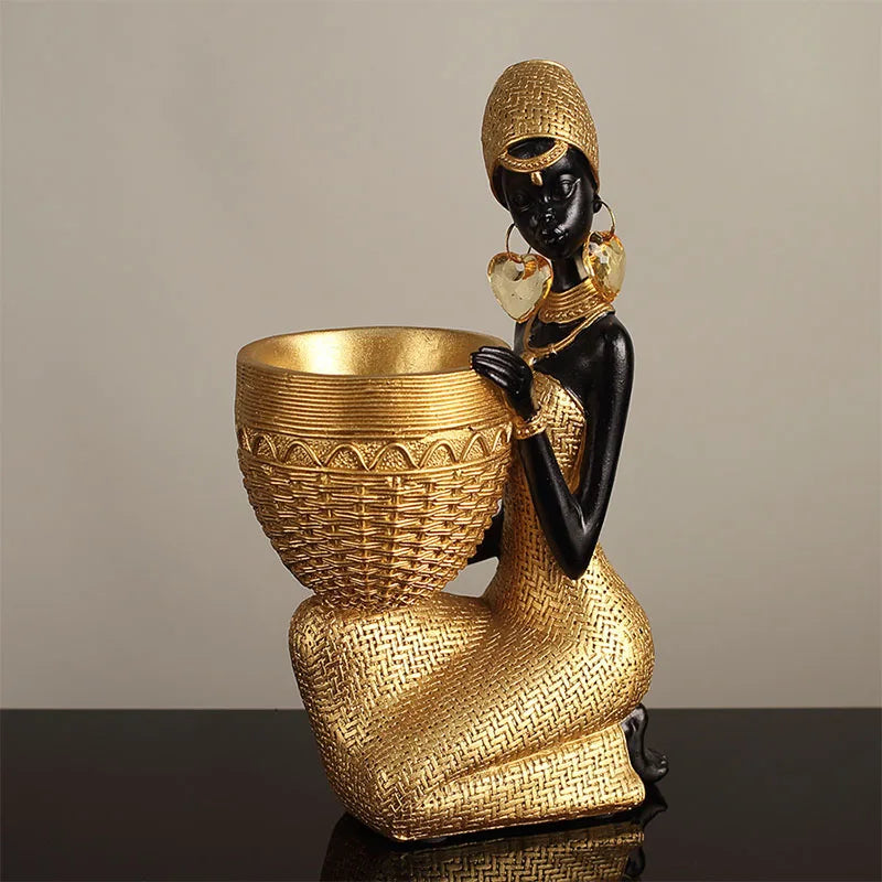 Golden Grace African Lady Sculpture