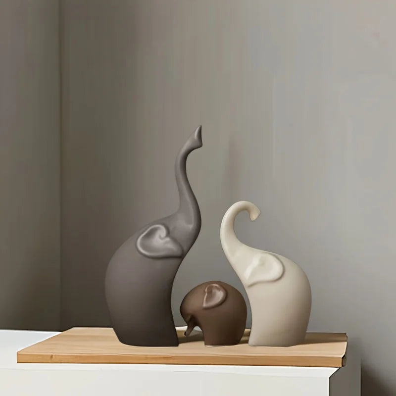 Nordic Harmony Elephant Family Sculpture Set