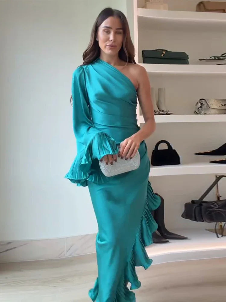 Azure Drape Asymmetrical Gown
