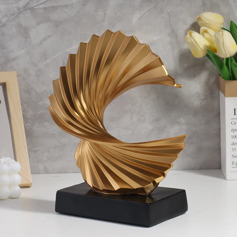 Golden Wave Elegance Sculpture