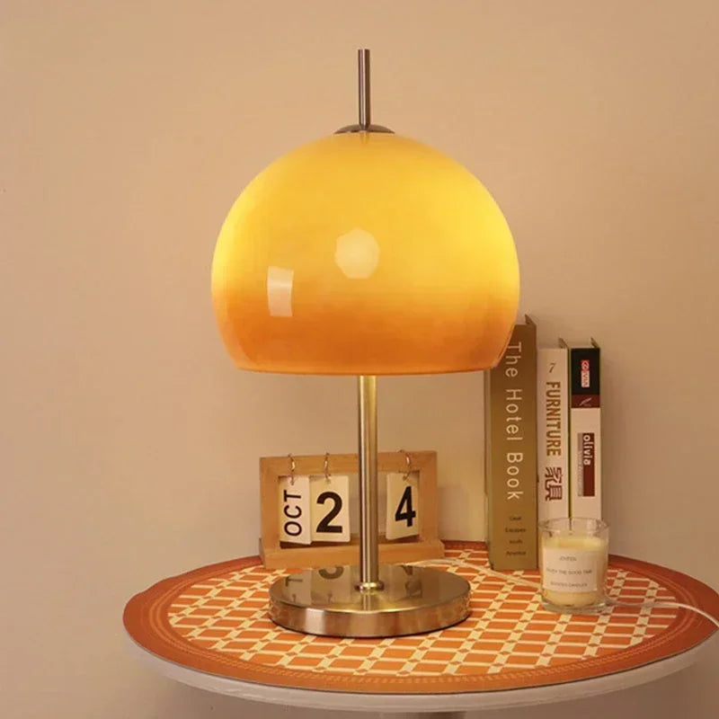 Vintage living room Bauhaus glass floor lamp gradient orange mushroom floor lamp living room bedroom atmosphere LED desk lamp