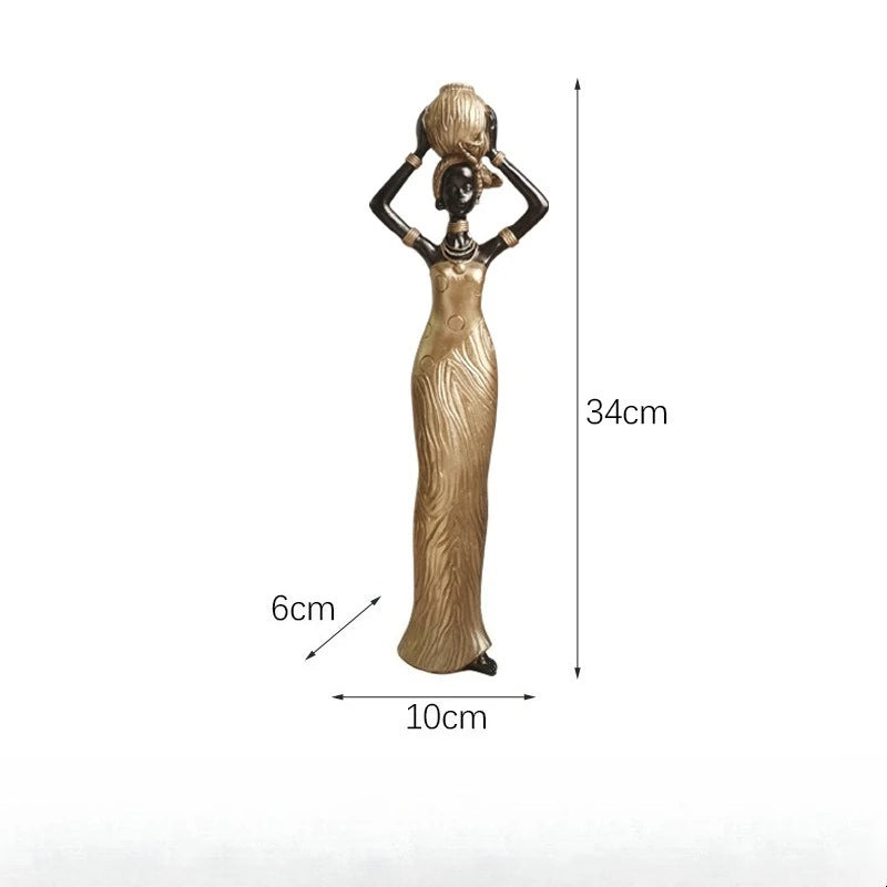 Golden Heritage Tribal Lady Sculpture