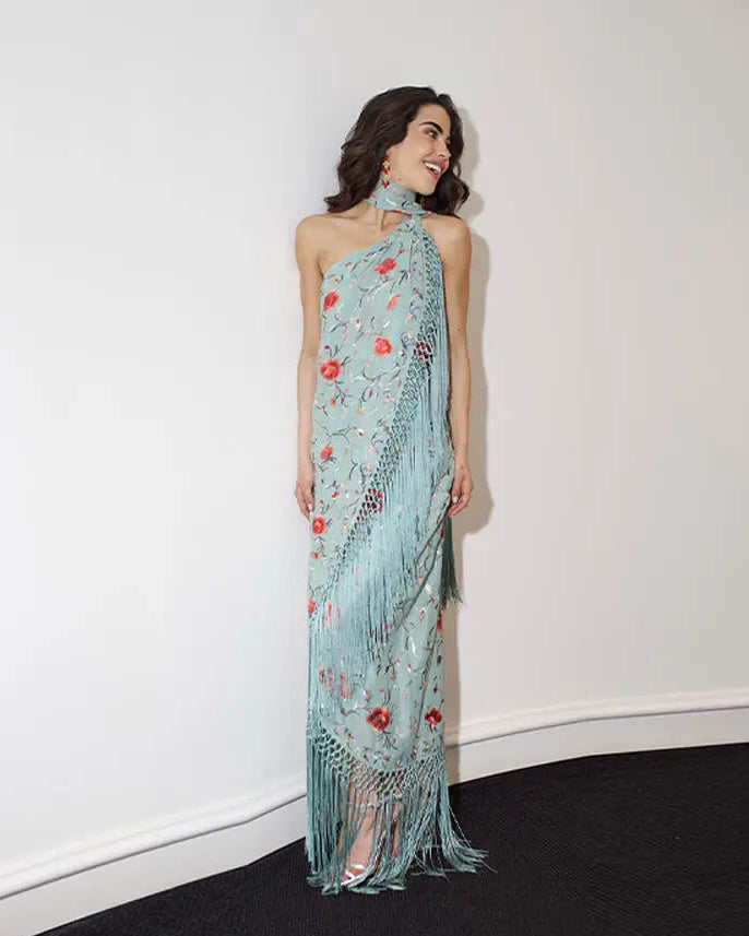 Scarlet Drape Backless Maxi Dress