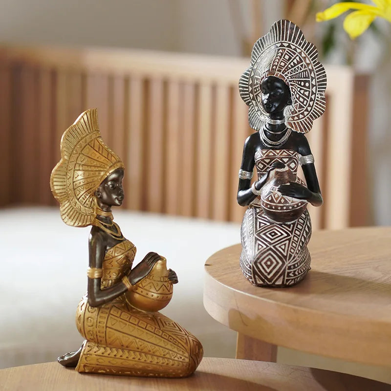 Golden Heritage Tribal Lady Sculpture