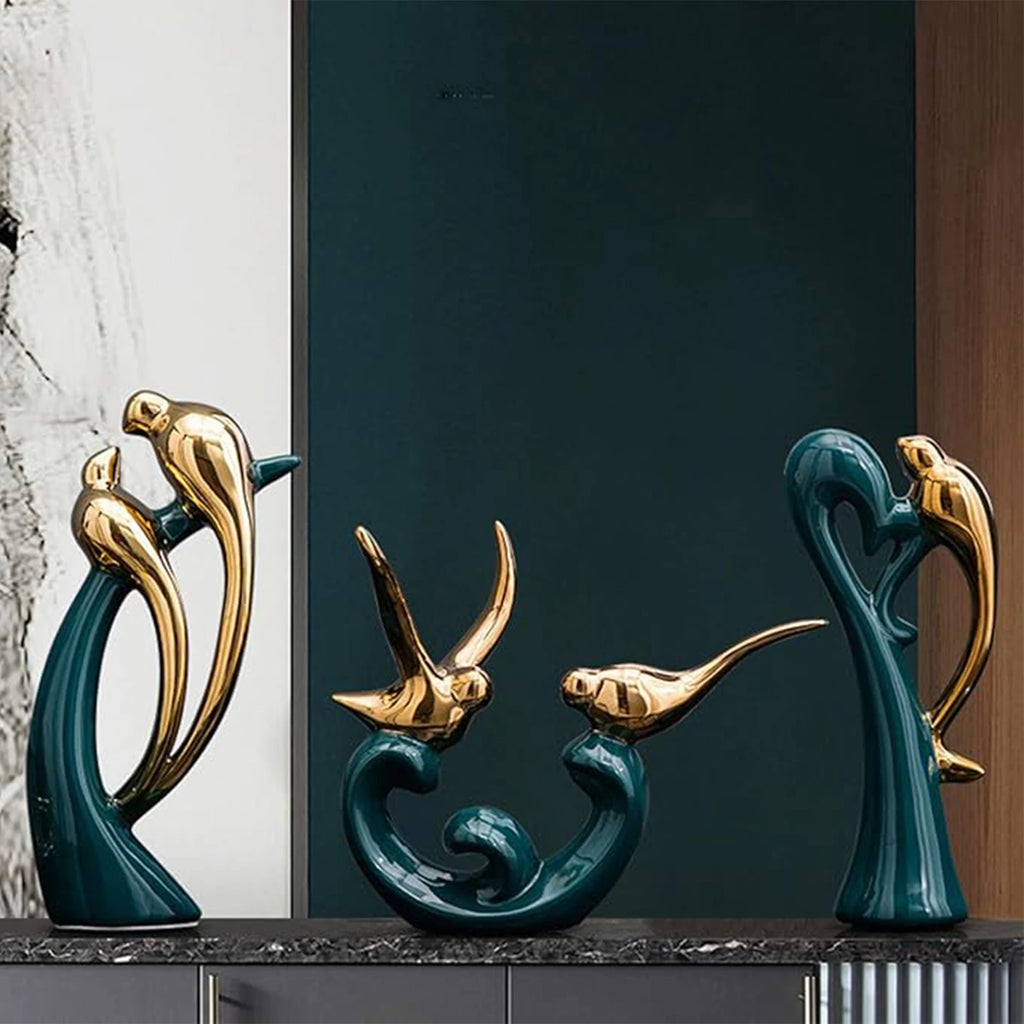Nordic Lovebirds Ceramic Sculpture