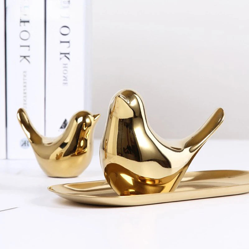 Nordic Gold Bird Sculpture Set
