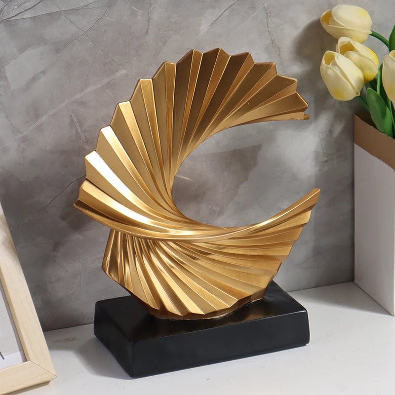 Golden Wave Elegance Sculpture