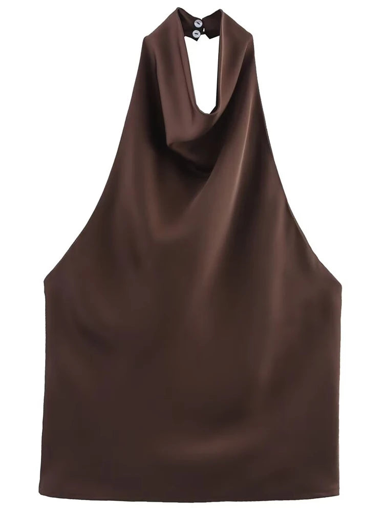 Satin Glow Halter Corset Top
