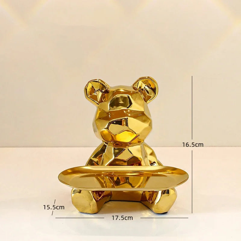 GeoBear Ceramic Storage Statue