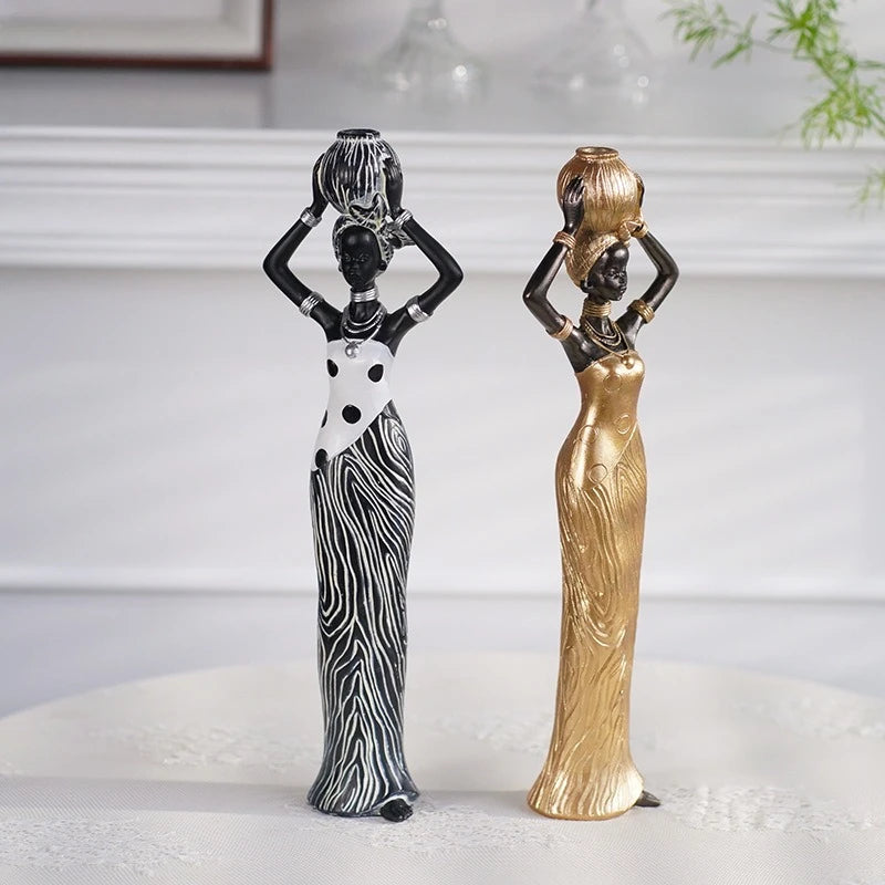 Golden Heritage Tribal Lady Sculpture